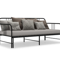 Tagesbett Ausziehbar Schwarz Metall 90x200 cm