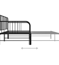 Tagesbett Ausziehbar Schwarz Metall 90x200 cm