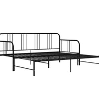 Tagesbett Ausziehbar Schwarz Metall 90x200 cm