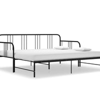 Tagesbett Ausziehbar Schwarz Metall 90x200 cm