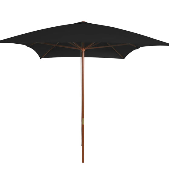 Sonnenschirm mit Holz-Mast 200x300 cm Schwarz