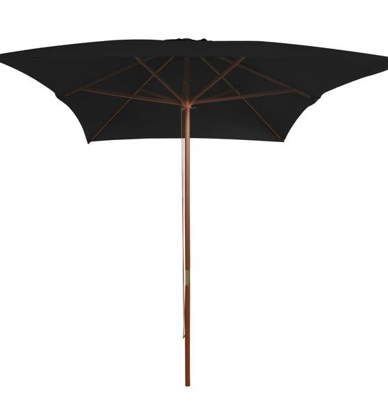 Sonnenschirm mit Holz-Mast 200x300 cm Schwarz