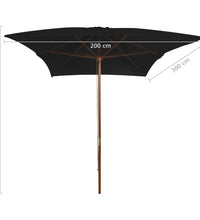 Sonnenschirm mit Holz-Mast 200x300 cm Schwarz