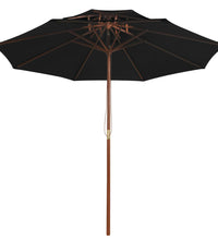 Sonnenschirm mit Doppeldach und Holz-Mast Schwarz 270 cm