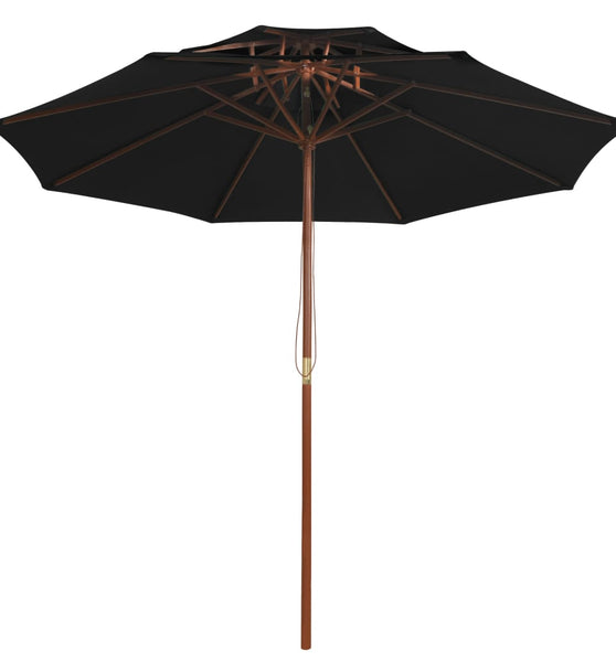 Sonnenschirm mit Doppeldach und Holz-Mast Schwarz 270 cm