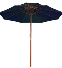 Sonnenschirm mit Doppeldach und Holz-Mast Blau 270 cm