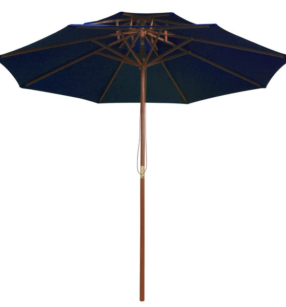 Sonnenschirm mit Doppeldach und Holz-Mast Blau 270 cm