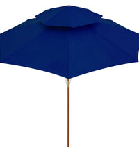 Sonnenschirm mit Doppeldach und Holz-Mast Blau 270 cm