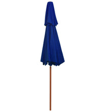 Sonnenschirm mit Doppeldach und Holz-Mast Blau 270 cm