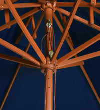 Sonnenschirm mit Doppeldach und Holz-Mast Blau 270 cm