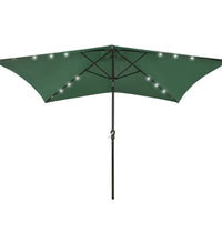 Sonnenschirm mit LEDs und Stahl-Mast Grün 2x3 m