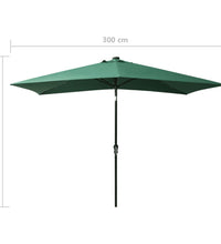 Sonnenschirm mit LEDs und Stahl-Mast Grün 2x3 m