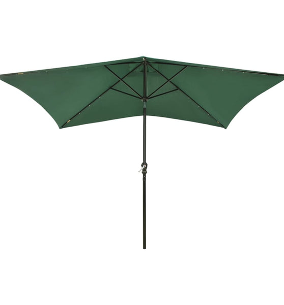 Sonnenschirm mit LEDs und Stahl-Mast Grün 2x3 m