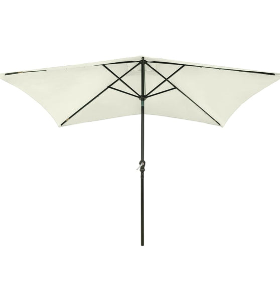Sonnenschirm mit LEDs und Stahl-Mast Sandweiß 2x3 m