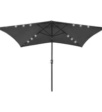 Sonnenschirm mit LEDs und Stahl-Mast Anthrazit 2x3 m
