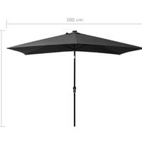 Sonnenschirm mit LEDs und Stahl-Mast Anthrazit 2x3 m