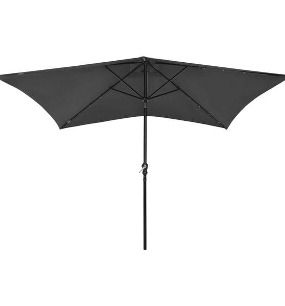Sonnenschirm mit LEDs und Stahl-Mast Anthrazit 2x3 m