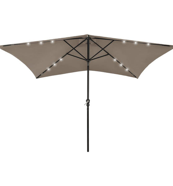 Sonnenschirm mit LEDs und Stahl-Mast Taupe 2x3 m