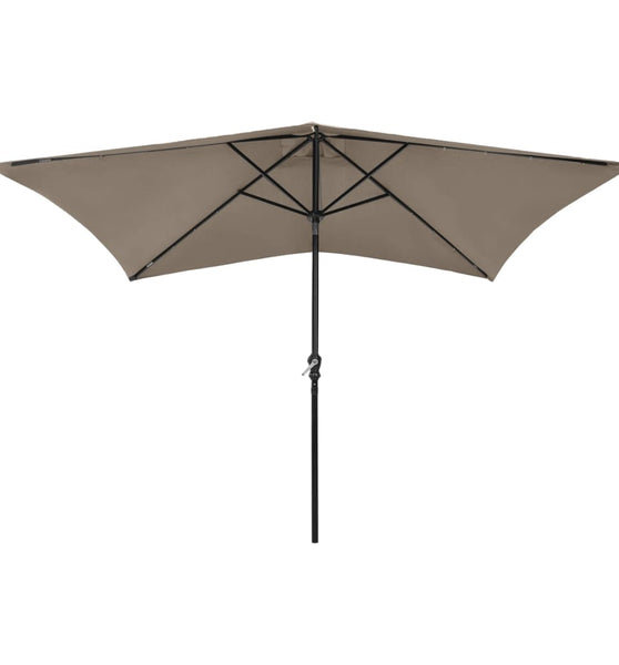 Sonnenschirm mit LEDs und Stahl-Mast Taupe 2x3 m