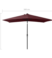 Sonnenschirm mit LEDs und Stahl-Mast Bordeauxrot 2x3 m