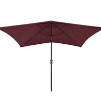 Sonnenschirm mit LEDs und Stahl-Mast Bordeauxrot 2x3 m