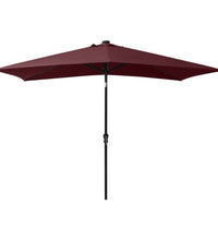 Sonnenschirm mit LEDs und Stahl-Mast Bordeauxrot 2x3 m