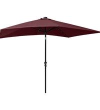 Sonnenschirm mit LEDs und Stahl-Mast Bordeauxrot 2x3 m