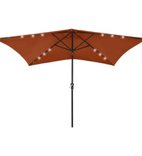 Sonnenschirm mit LEDs und Stahl-Mast Terrakottarot 2x3 m