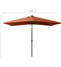 Sonnenschirm mit LEDs und Stahl-Mast Terrakottarot 2x3 m