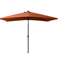 Sonnenschirm mit LEDs und Stahl-Mast Terrakottarot 2x3 m