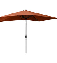 Sonnenschirm mit LEDs und Stahl-Mast Terrakottarot 2x3 m