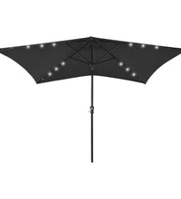 Sonnenschirm mit LEDs und Stahl-Mast Schwarz 2x3 m