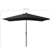 Sonnenschirm mit LEDs und Stahl-Mast Schwarz 2x3 m