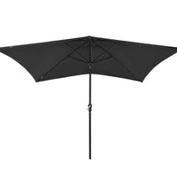 Sonnenschirm mit LEDs und Stahl-Mast Schwarz 2x3 m