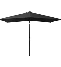 Sonnenschirm mit LEDs und Stahl-Mast Schwarz 2x3 m