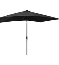 Sonnenschirm mit LEDs und Stahl-Mast Schwarz 2x3 m