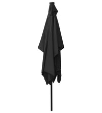 Sonnenschirm mit LEDs und Stahl-Mast Schwarz 2x3 m