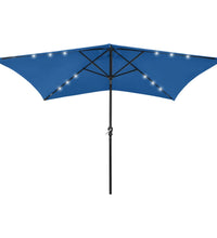 Sonnenschirm mit LEDs und Stahl-Mast Azurblau 2x3 m