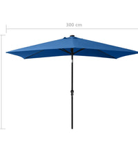 Sonnenschirm mit LEDs und Stahl-Mast Azurblau 2x3 m