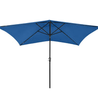 Sonnenschirm mit LEDs und Stahl-Mast Azurblau 2x3 m