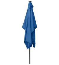 Sonnenschirm mit LEDs und Stahl-Mast Azurblau 2x3 m