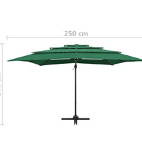 Sonnenschirm mit Aluminium-Mast 4-lagig Grün 250x250 cm