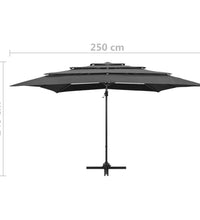 Sonnenschirm mit Aluminium-Mast 4-lagig Anthrazit 250x250 cm