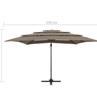 Sonnenschirm mit Aluminium-Mast 4-lagig Taupe 250x250 cm