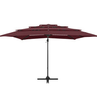 Sonnenschirm mit Aluminium-Mast 4-lagig Bordeauxrot 250x250 cm