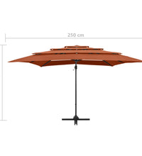 Sonnenschirm mit Aluminium-Mast 4-lagig Terrakotta 250x250 cm