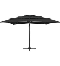 Sonnenschirm mit Aluminium-Mast 4-lagig Schwarz 250x250 cm