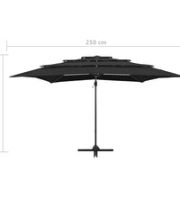 Sonnenschirm mit Aluminium-Mast 4-lagig Schwarz 250x250 cm