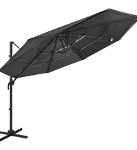Sonnenschirm mit Aluminium-Mast 4-lagig Anthrazit 3x3 m