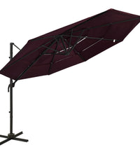 Sonnenschirm mit Aluminium-Mast 4-lagig Bordeauxrot 3x3 m